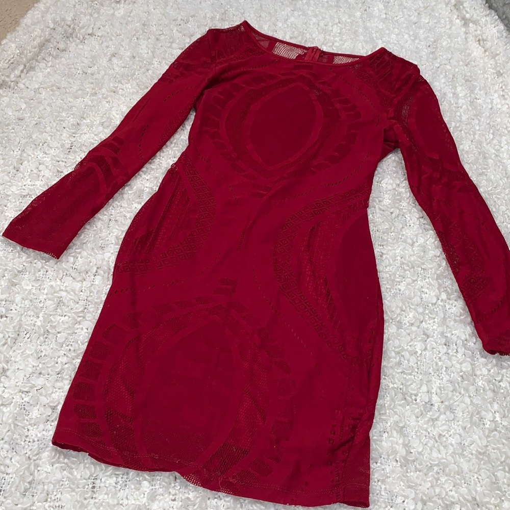 Beautiful burgundy bodycon lace dress🌹🔥